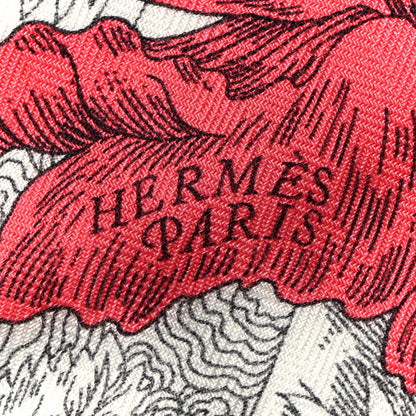 Hermes Cashmere Silk Retour a la Nature Shawl 140 White Black Multicolor 2 of 6