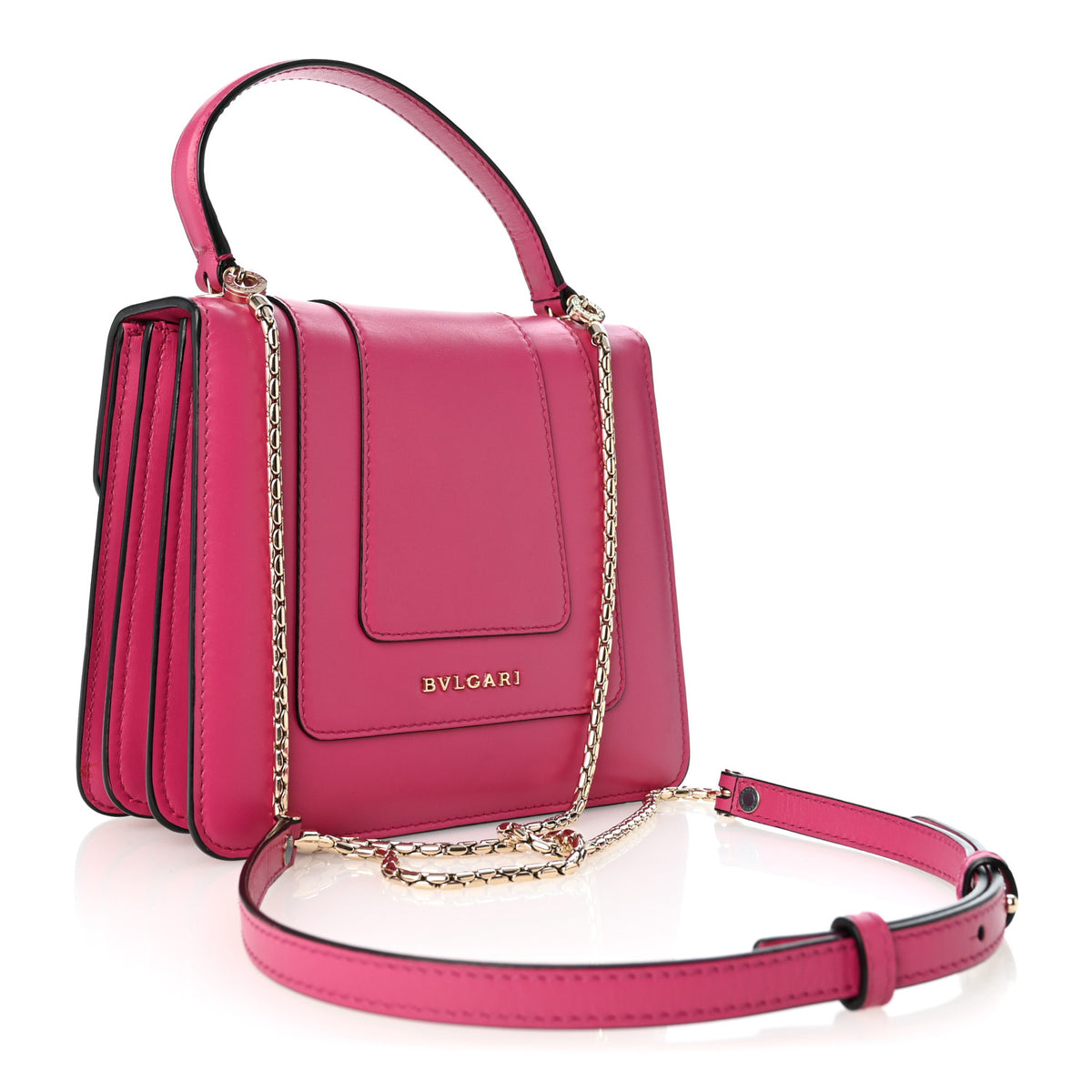 Bulgari Calfskin Serpenti Forever Top Handle Pink 3 of 9
