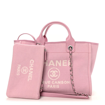 Chanel Mixed Fibers Small Deauville Tote Dark Pink 3 of 11