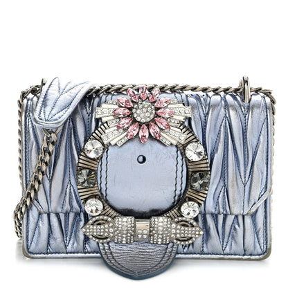 Miu Miu Metallic Nappa Matelasse Crystal Embellished Lady Shoulder Bag 2 of 11