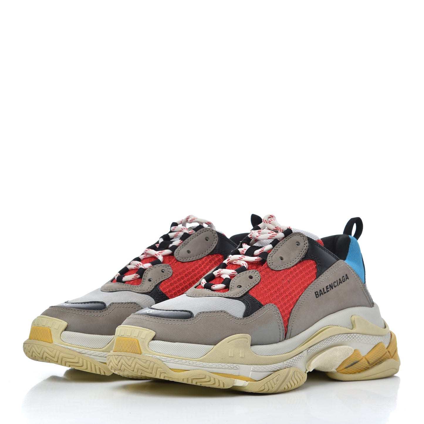 Mesh Nubuck Mens Triple S Sneakers 43 Bleu Gris Rouge
