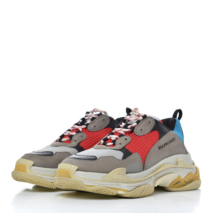 Balenciaga Mesh Nubuck Mens Triple S Sneakers 43 Bleu Gris Rouge 3 of 19