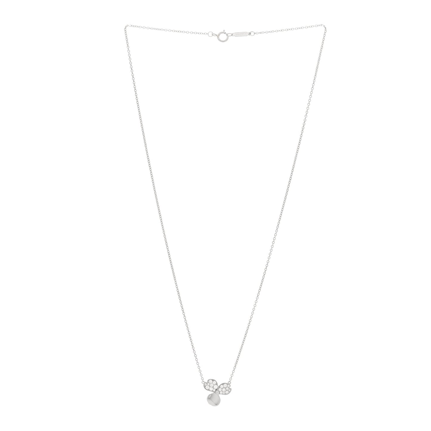 Platinum Diamond .17ctw Small Paper Flowers Pendant Necklace