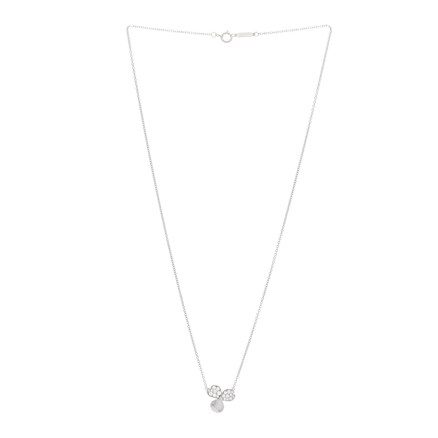 Tiffany Platinum Diamond .17ctw Small Paper Flowers Pendant Necklace 2 of 5