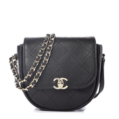 Chanel Lambskin Stitched Small Messenger Flap Black 1 of 7