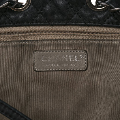 Chanel Goatskin Suede Calfskin Quilted Patchwork Drawstring Bag Black 6 of 14