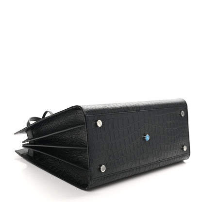 Saint Laurent Calfskin Crocodile Embossed Small Sac de Jour Black 5 of 11