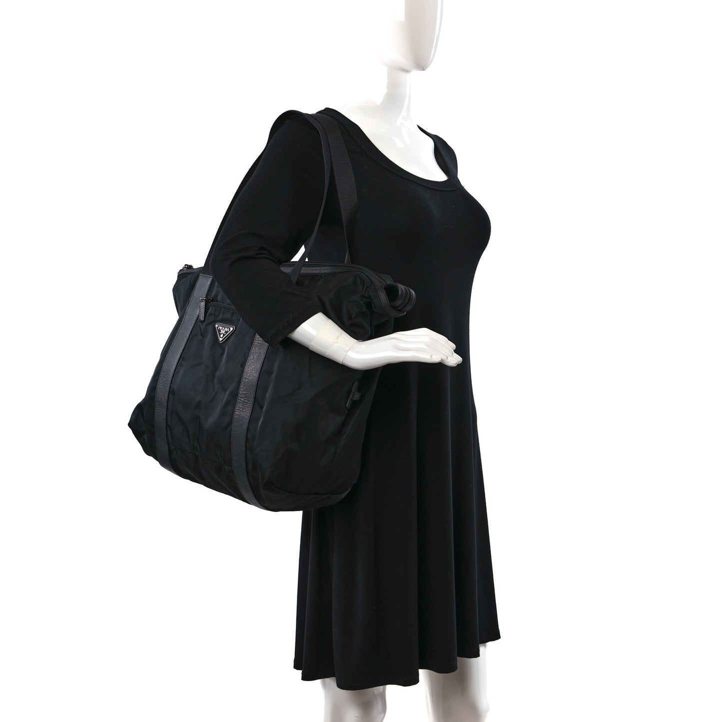 Tessuto Nylon Saffiano Tote Black