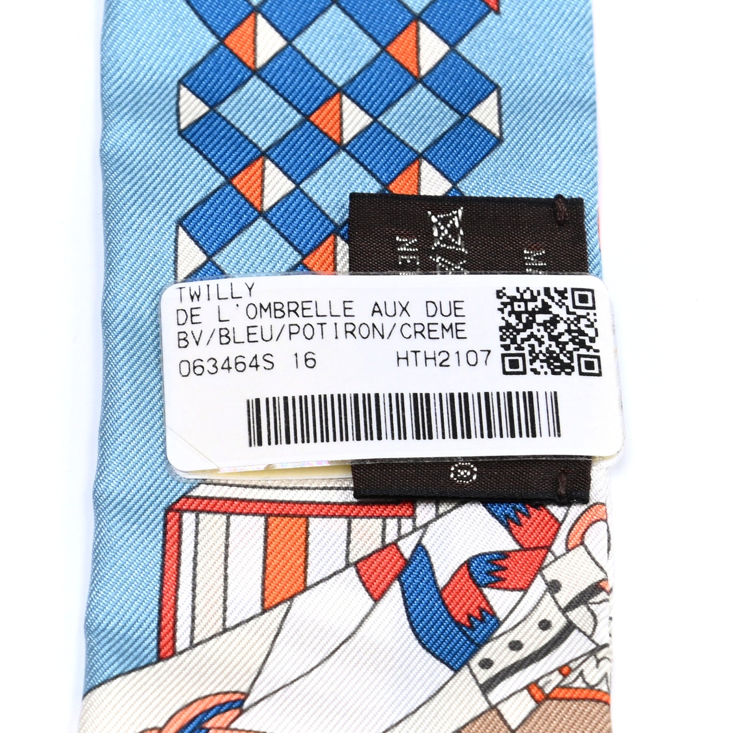 Hermes Silk De l'Ombrelle Aux Duels Twilly Bleu Potiron Creme 4 of 4