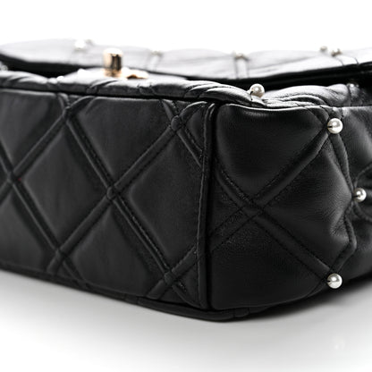 Chanel Lambskin Quilted Pearl Studded Flap Black 10 of 12