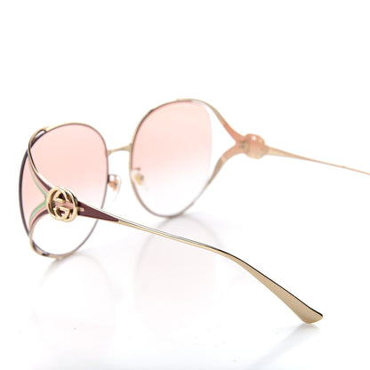 Gucci Metal Oversized Round Frame GG0225S Sunglasses Gold 8 of 9