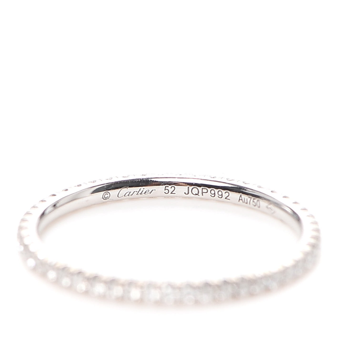 18K White Gold Diamond 1.5mm Etincelle de Cartier Wedding Band Ring 52 6