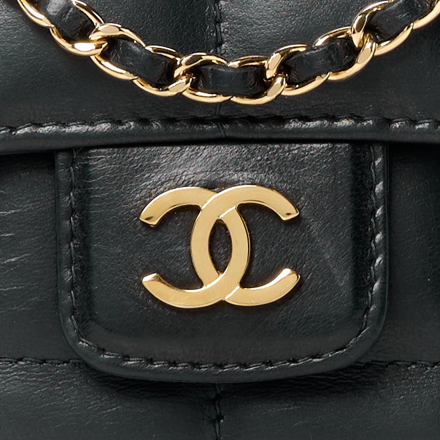 Lambskin Quilted Mini Chocolate Bar Camellia Flap Black