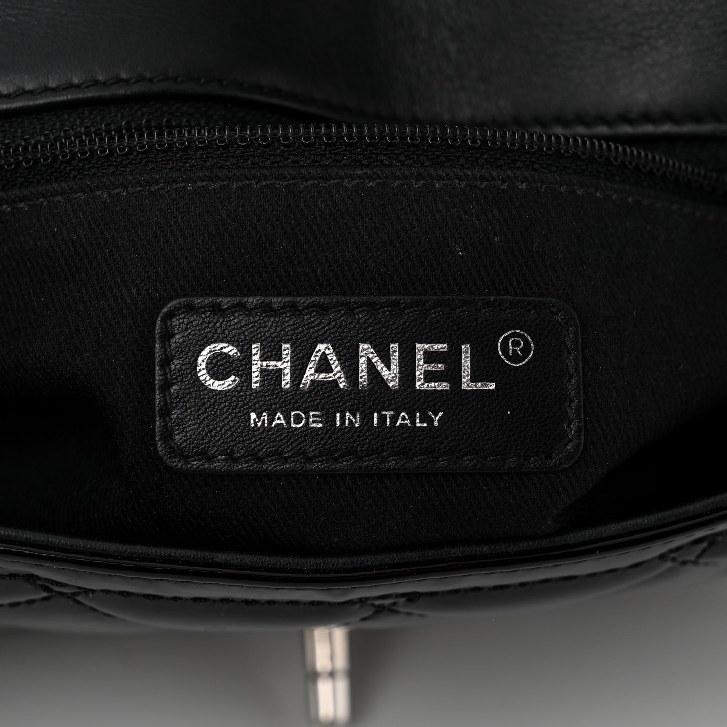 Patent Quilted Small Coco Shine Flap Black