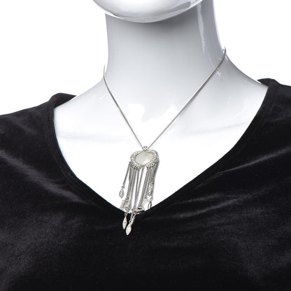 Christian Dior Crystal Mother of Pearl Heart Necklace Silver 2 of 6