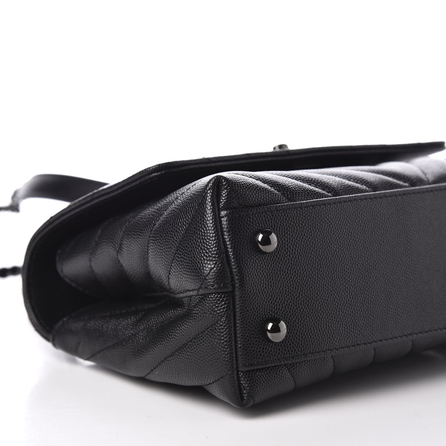 Caviar Chevron Quilted Mini Coco Handle Flap So Black