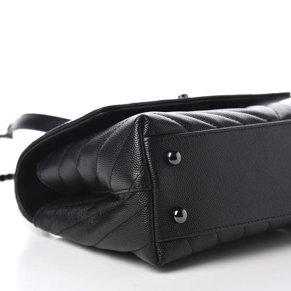 Chanel Caviar Chevron Quilted Mini Coco Handle Flap So Black 5 of 11
