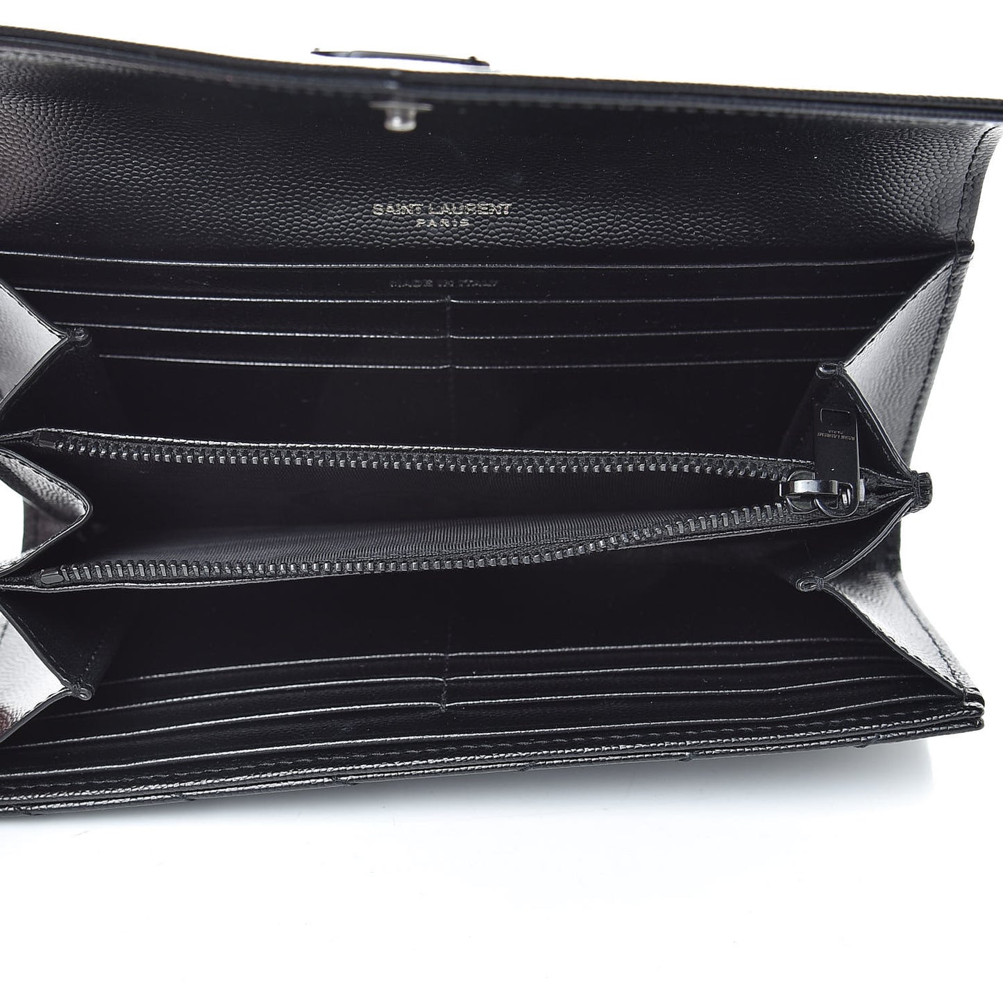 Grain De Poudre Matelasse Chevron Monogram Flap Wallet Black