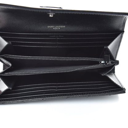 Saint Laurent Grain De Poudre Matelasse Chevron Monogram Flap Wallet Black 5 of 8
