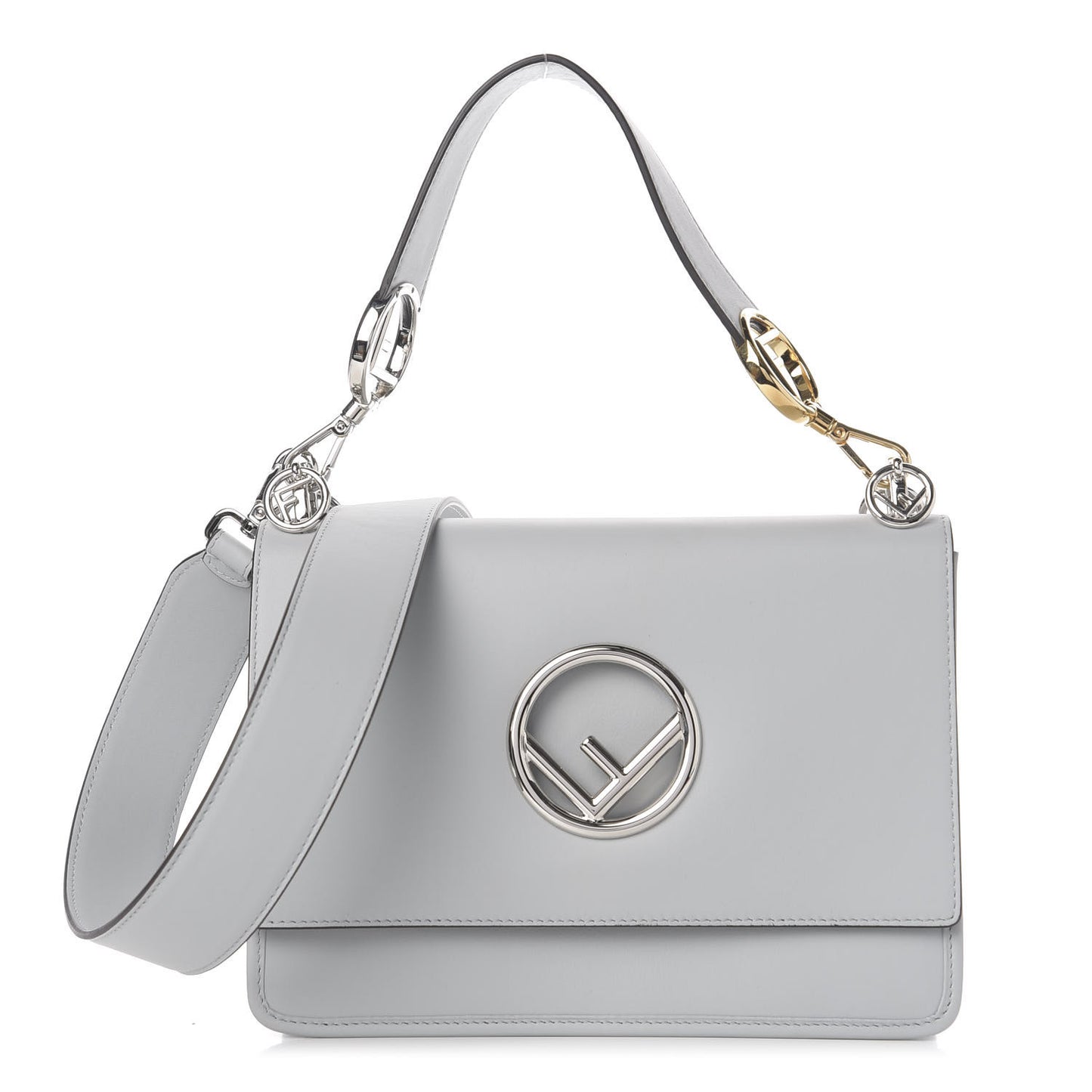 Vitello Century Opaco F is Fendi Kan I Shoulder Bag Grigio Perla