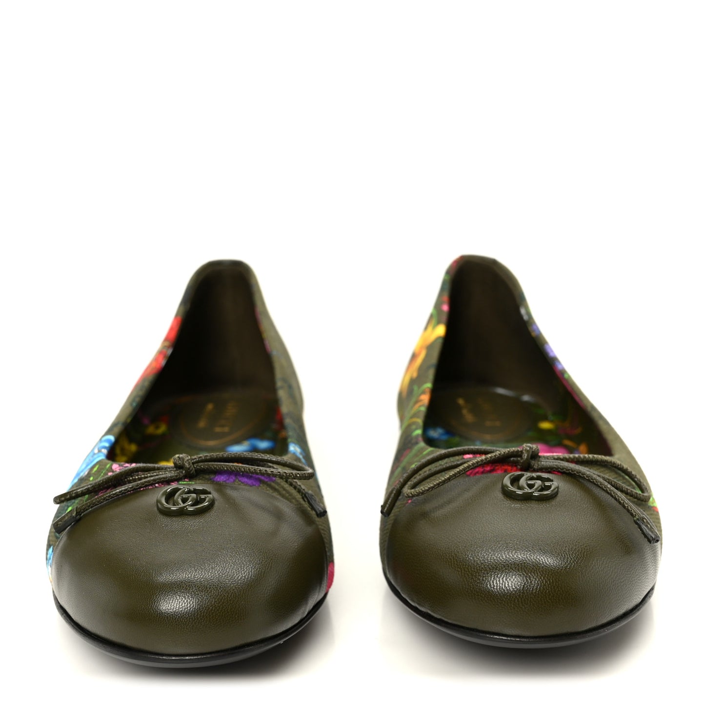 Sepang Flora Faded Canvas GG Marmont Ballerina Flats 38 Dark Green