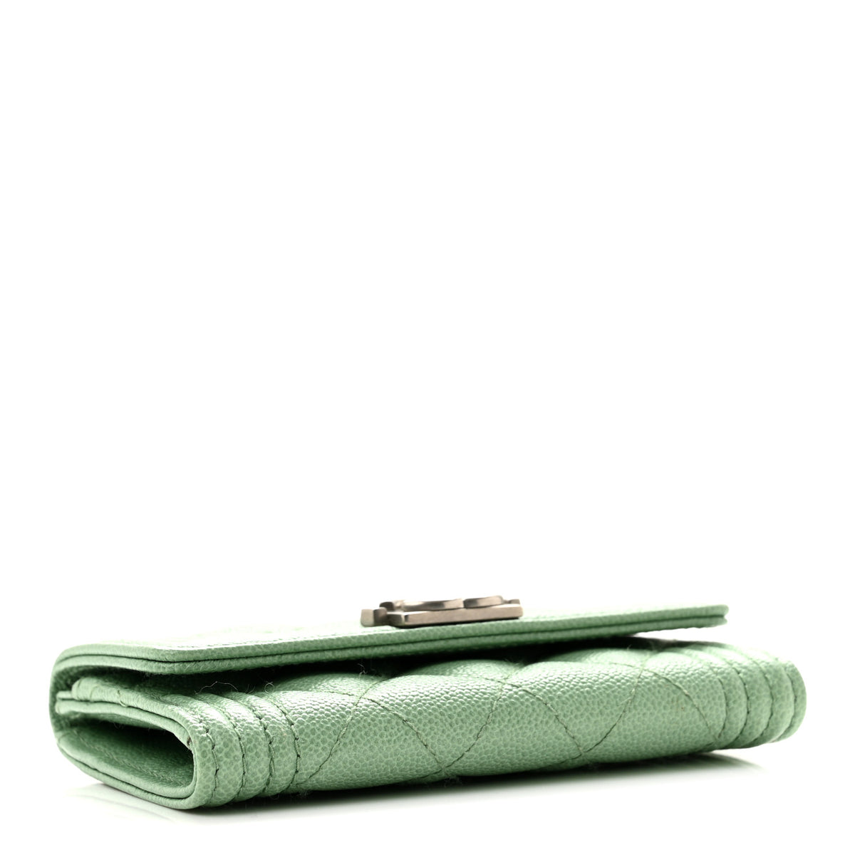 Chanel Caviar Quilted Boy Flap Card Holder Light Green 4 of 11