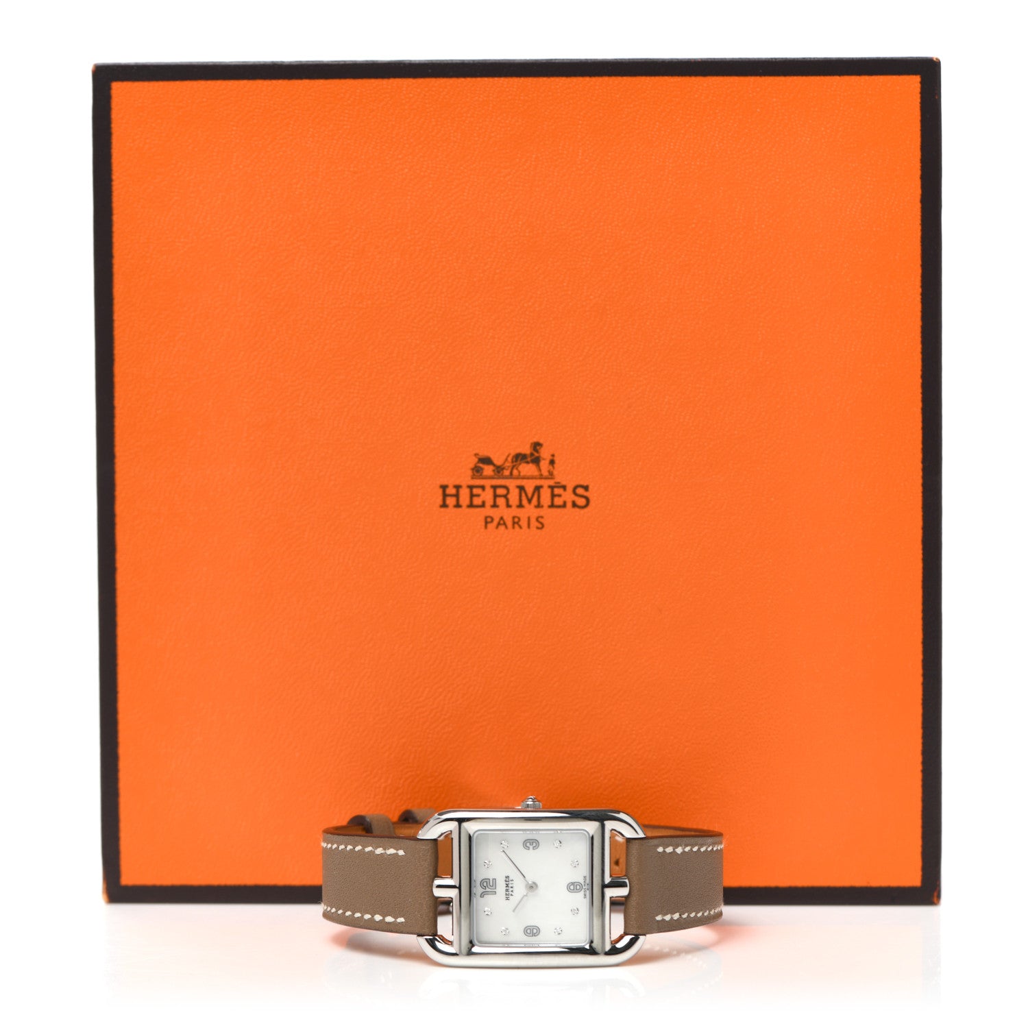 Hermes Stainless Steel Swift Diamond Mother of Pearl 23mm Cape Cod Quartz Watch Etoupe 5 of 5