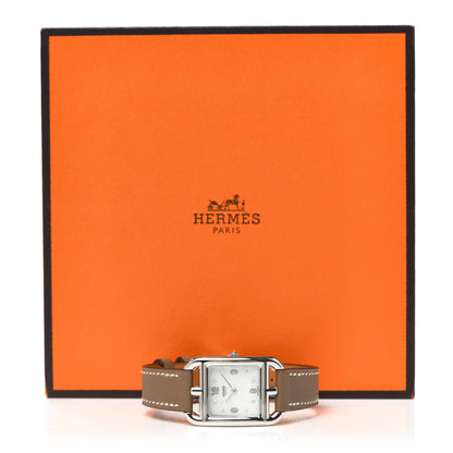 Hermes Stainless Steel Swift Diamond Mother of Pearl 23mm Cape Cod Quartz Watch Etoupe 5 of 5