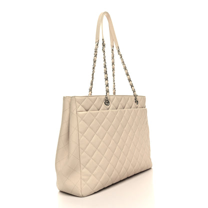 Chanel Caviar Quilted Large Classic Shopping Tote Light Beige 3 of 14