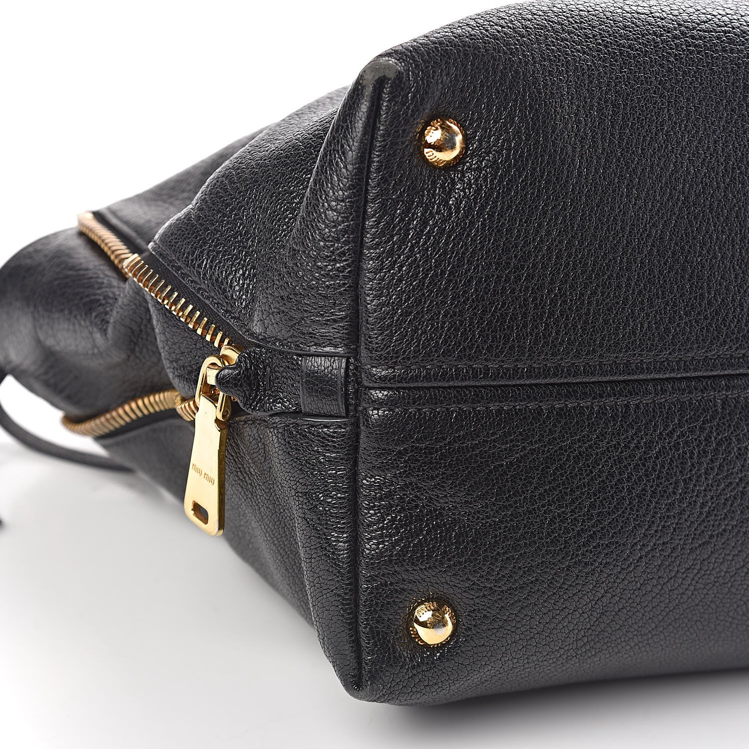 Miu Miu Goatskin Madras Zip Tote Black 20 of 22