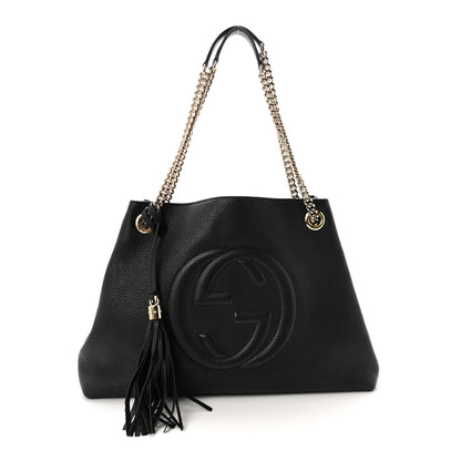Gucci Pebbled Calfskin Medium Soho Chain Shoulder Bag Black 1 of 10