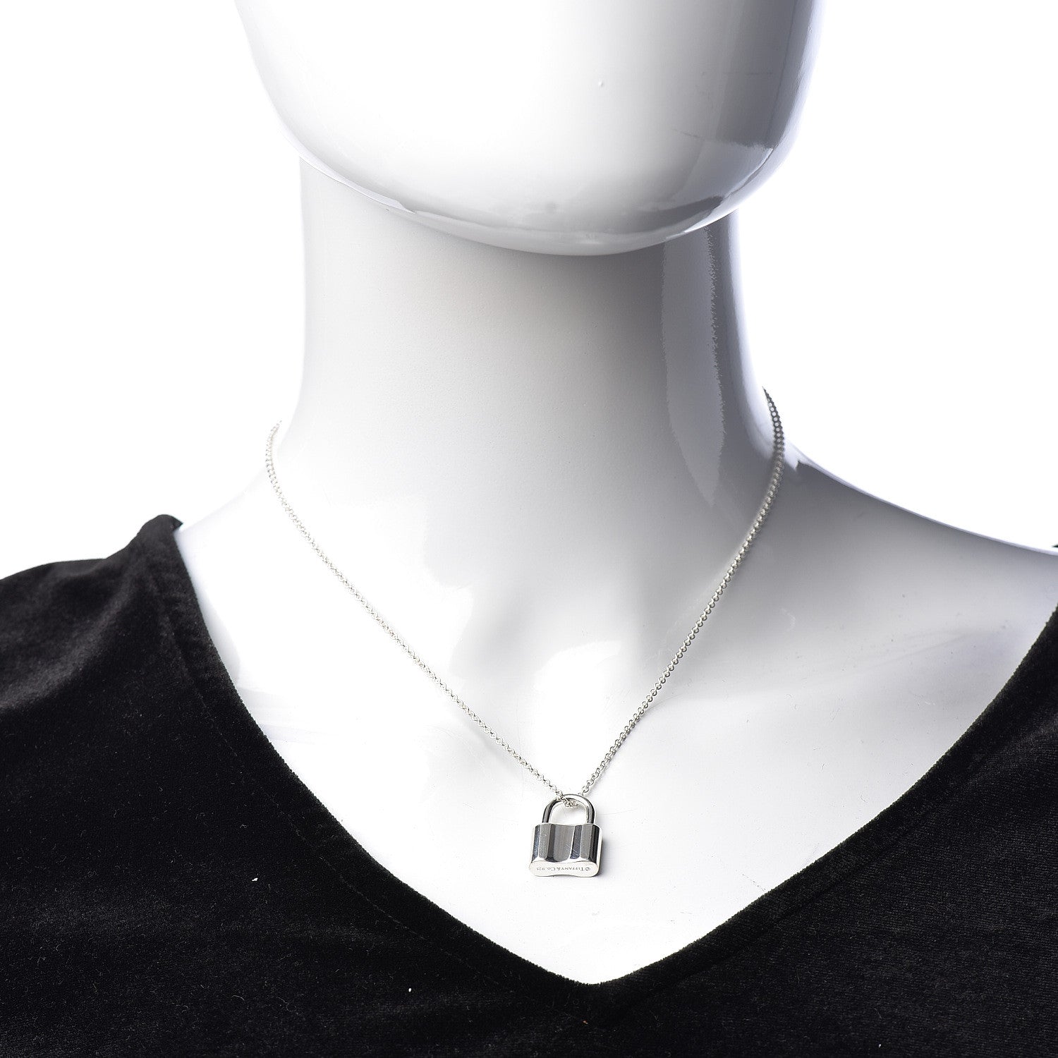 Tiffany Sterling Silver 1837 Lock Pendant Necklace 2 of 8