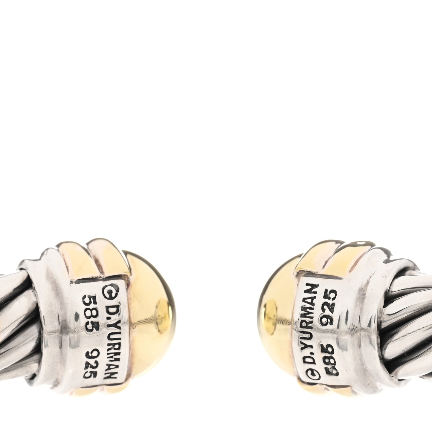 Sterling Silver 14K Yellow Gold 10mm Cable Classics Bracelet