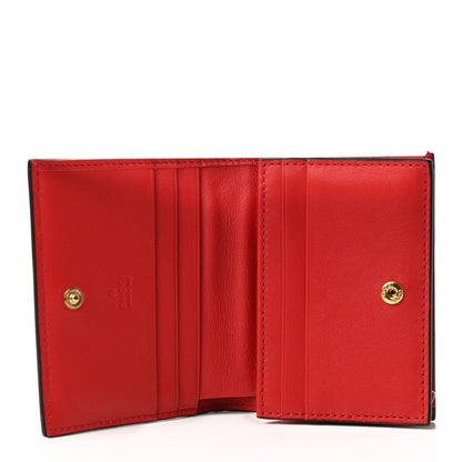 Gucci GG Supreme Monogram Apple Card Case Wallet Beige Multicolor Lobster Red 4 of 6