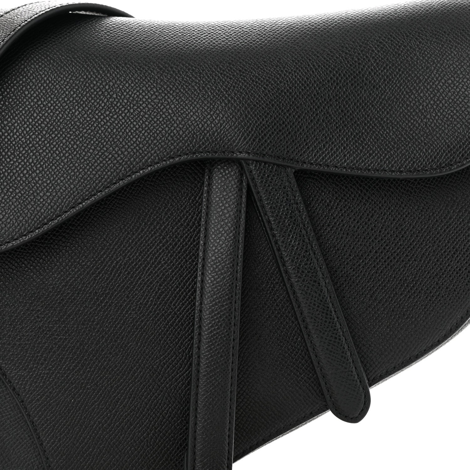 Christian Dior Grained Calfskin Saddle Bag With Strap Black 8 of 11