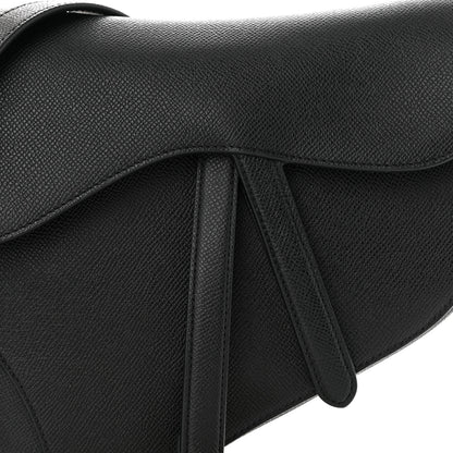 Christian Dior Grained Calfskin Saddle Bag With Strap Black 8 of 11