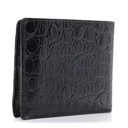 Prada Calfskin Crocodile Embossed Billfold Wallet Black 2 of 6