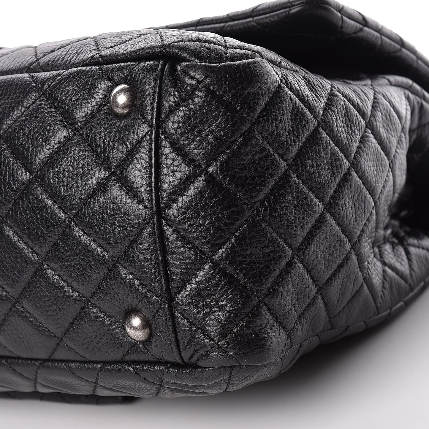 Calfskin Quilted XXL Travel Flap Bag Black