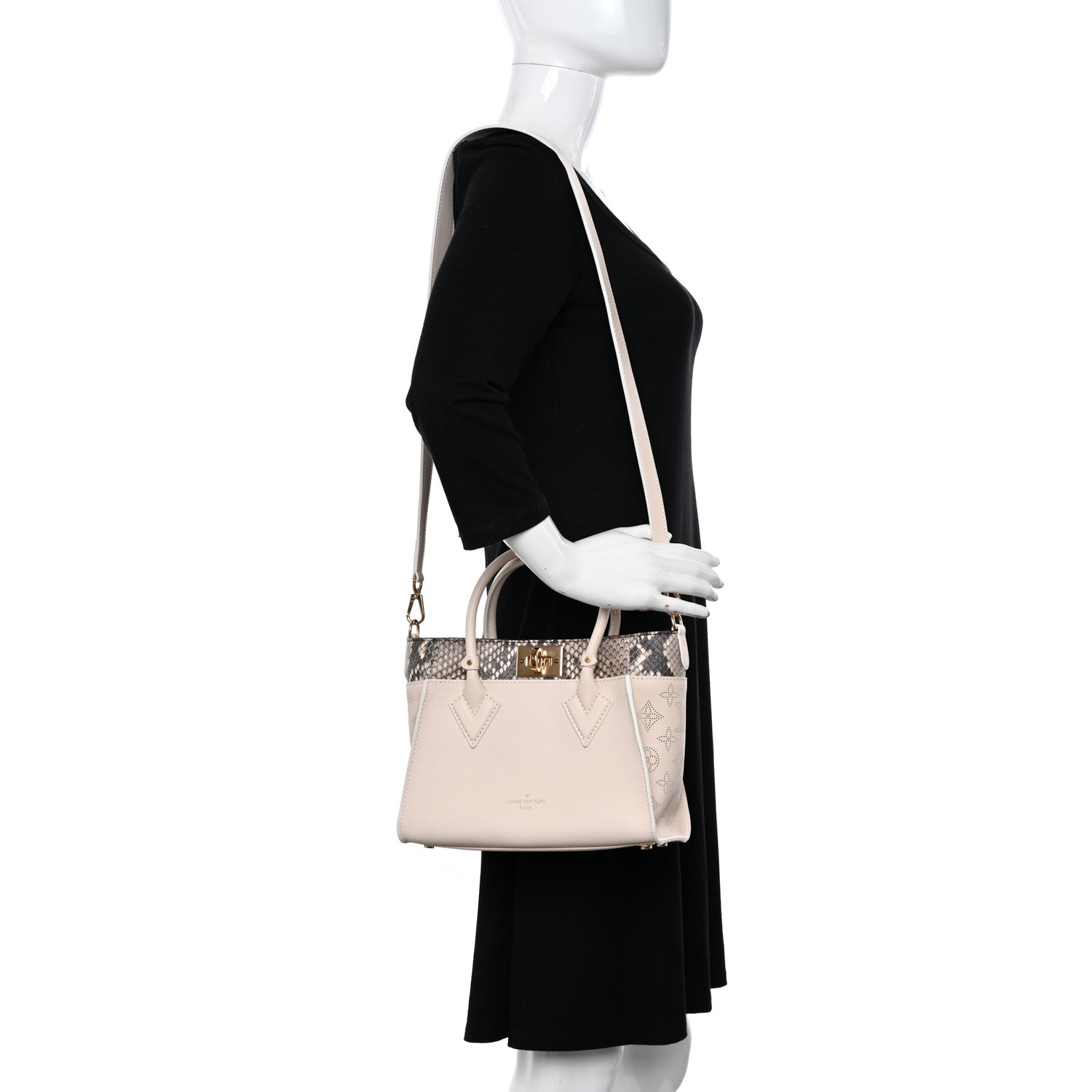 Louis Vuitton Calfskin Karung Snakeskin Mahina On My Side PM Quartz White 2 of 12