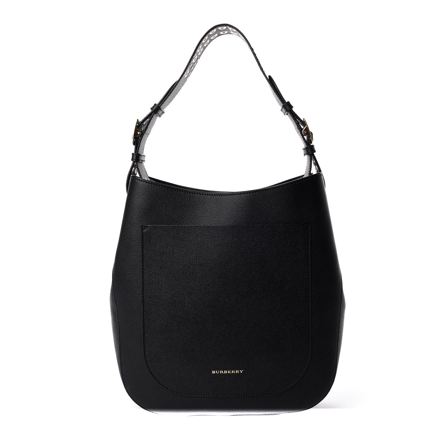 Burberry Soft Grainy Calfskin Studded Small Elmstone Hobo Black 1 of 9