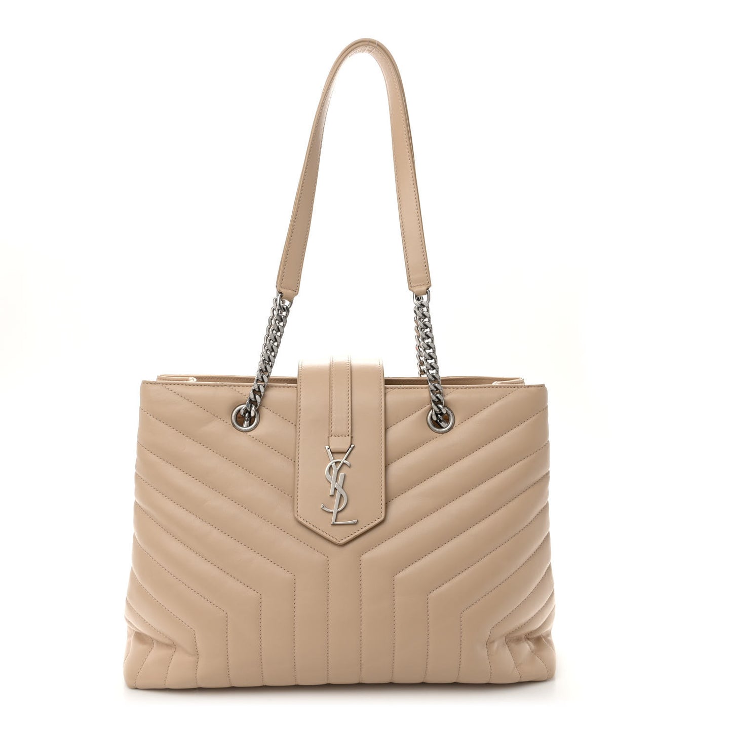 Calfskin Y Quilted Monogram Large Loulou Shopper Nude Powder