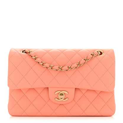 Chanel Lambskin Quilted Small Double Flap Light Orange 1 of 10