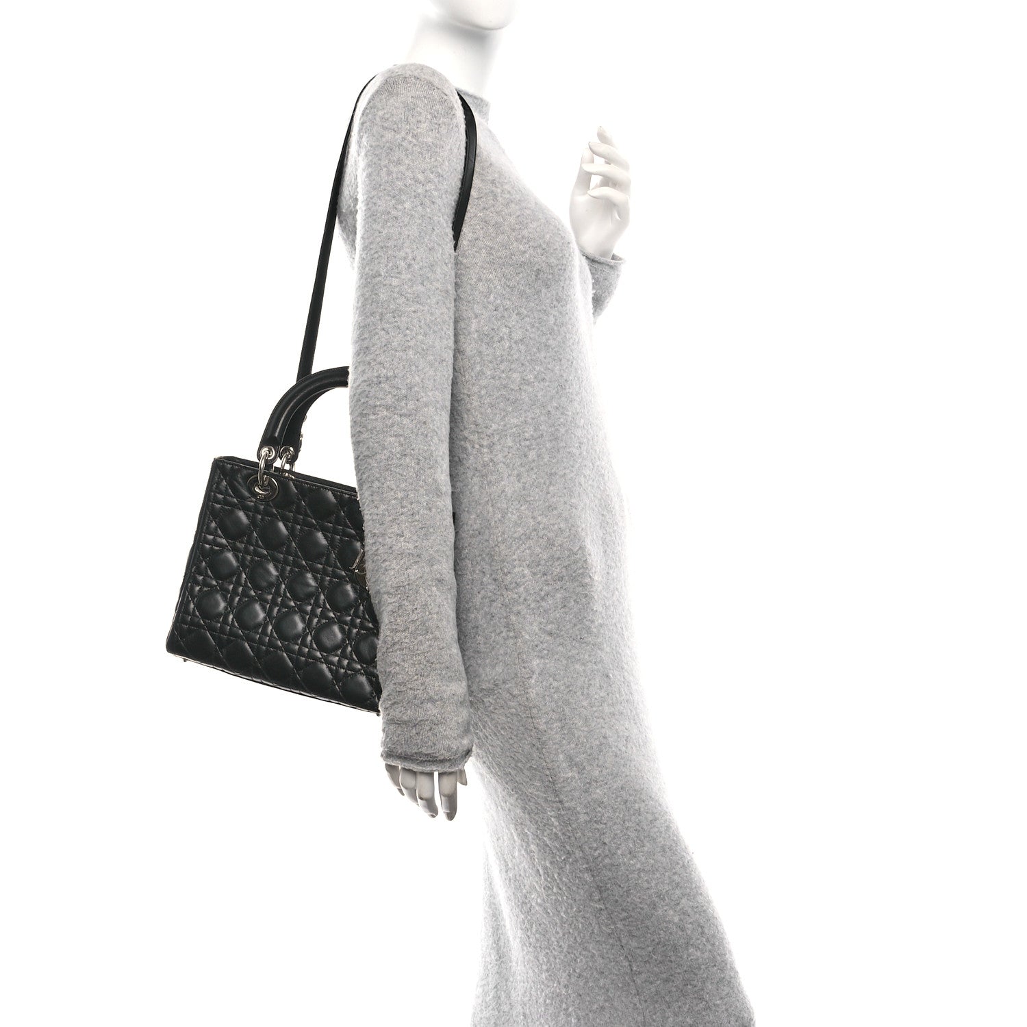 Christian Dior Lambskin Cannage Medium Lady Dior Black 2 of 10