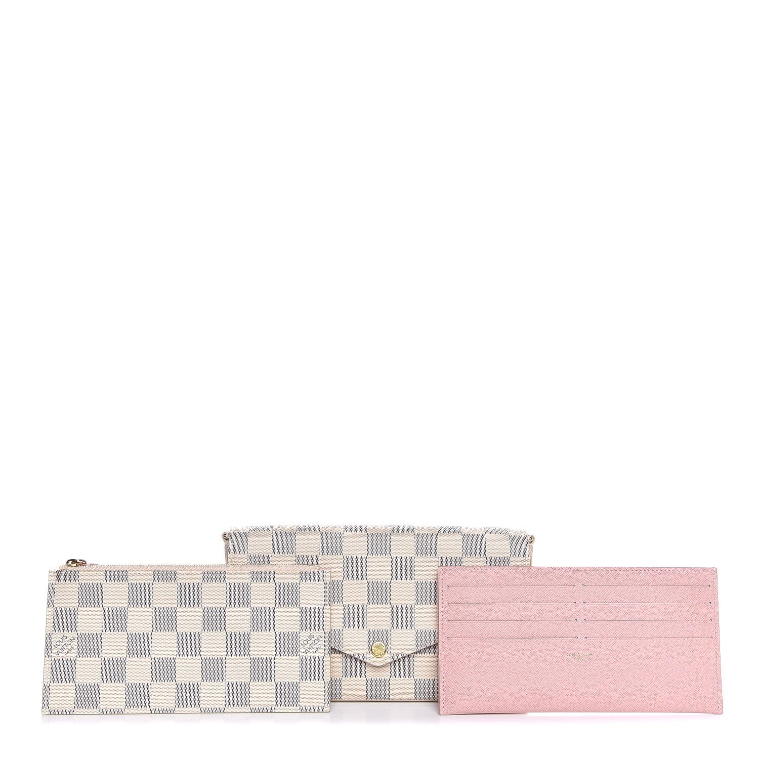 Louis Vuitton Damier Azur Pochette Felicie Chain Wallet Rose Ballerine 9 of 9