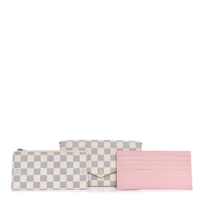 Louis Vuitton Damier Azur Pochette Felicie Chain Wallet Rose Ballerine 9 of 9