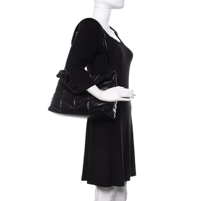 Saint Laurent Lambskin Quilted Medium Loulou Puffer Monogram Chain Satchel Black 2 of 9