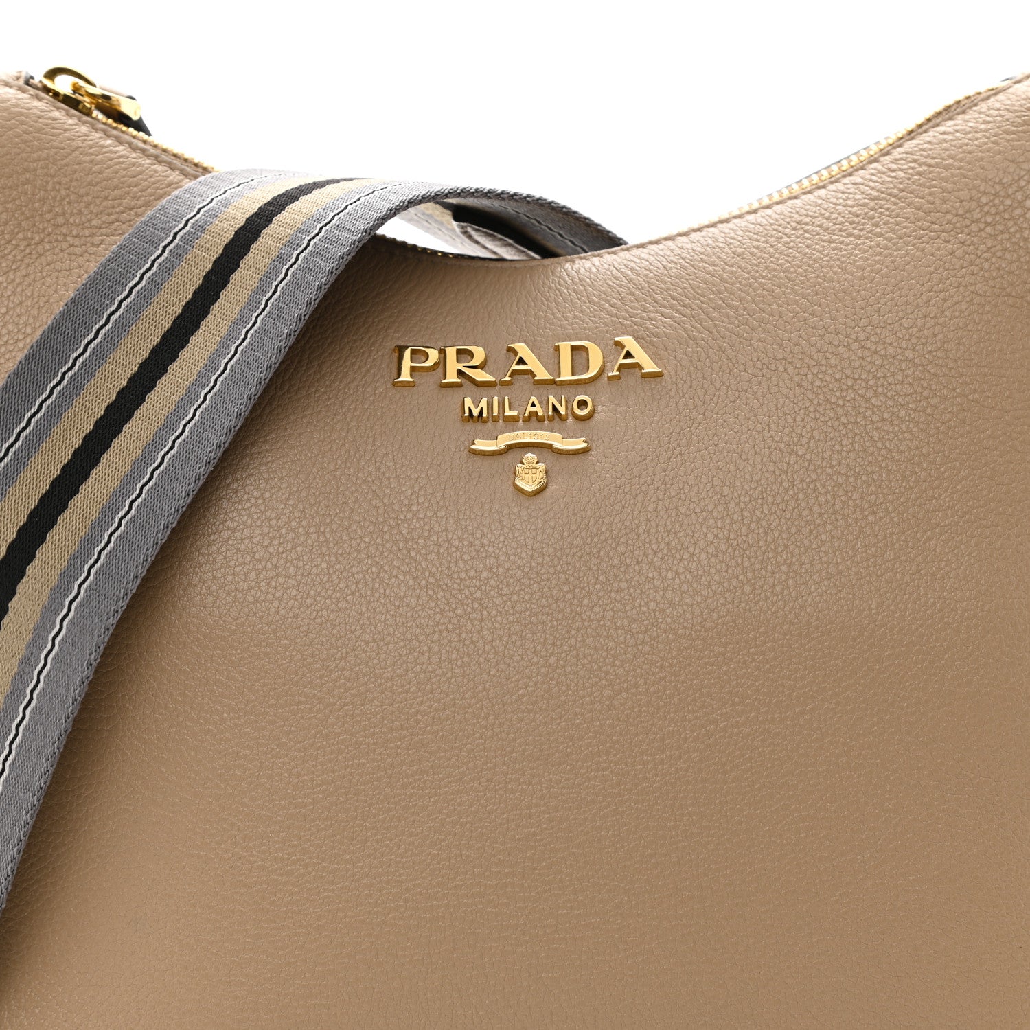 Prada Vitello Phenix Zippered Messenger Hobo Cammeo 8 of 10