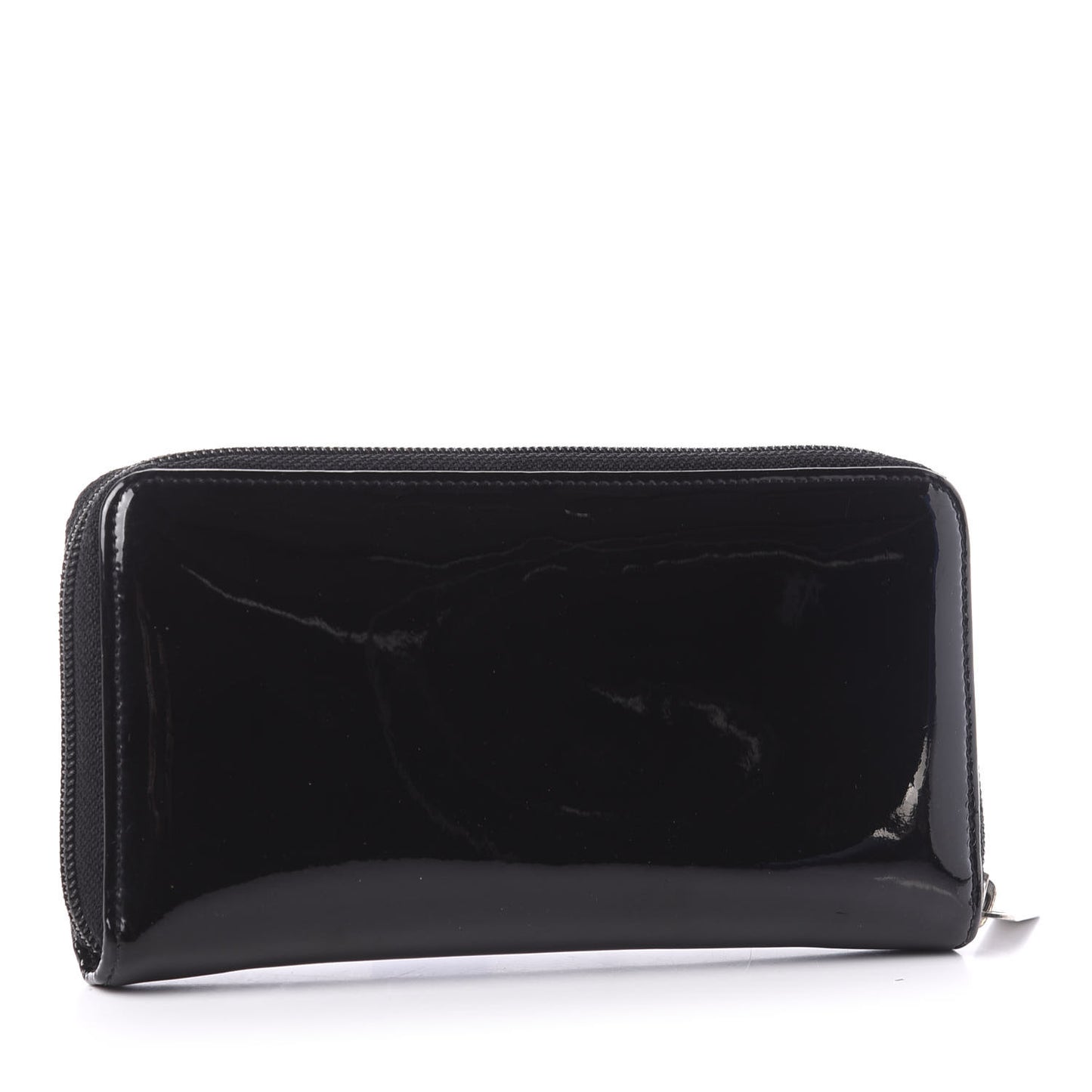Patent Large Gusset CC Zip Wallet Black