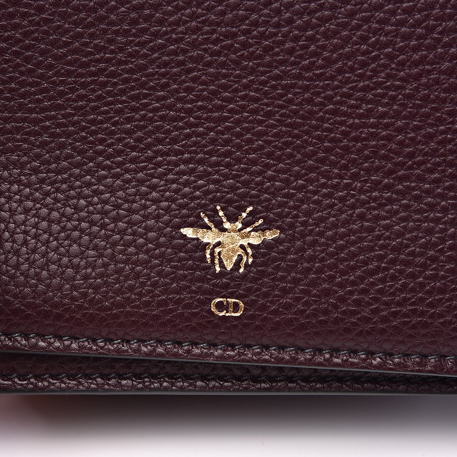 Christian Dior Grained Calfskin D-Bee Crossbody Burgundy 8 of 11