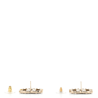 Chanel Large Strass Crystal CC Earrings Black Gold 3 of 5